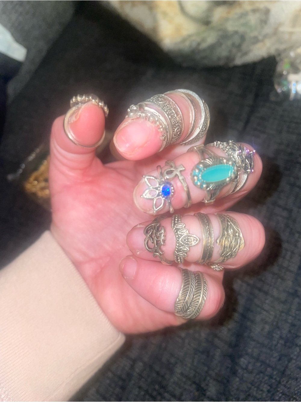 15 BOHO Silver Toned Stackable Rings - Picture 5 of 5